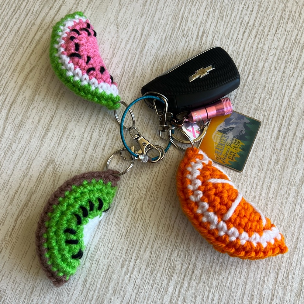 Custom Bundle of 3 Hand Crocheted Lime Keychains - Picture 4 of 16
